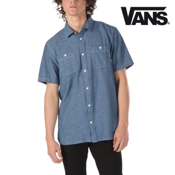 indigo denim shirt men's short sleeve